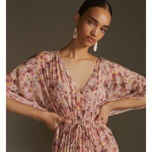NWOT Anthropologie Kaftan Long Kimono Maxi Dress Cover Up Pink One Size
